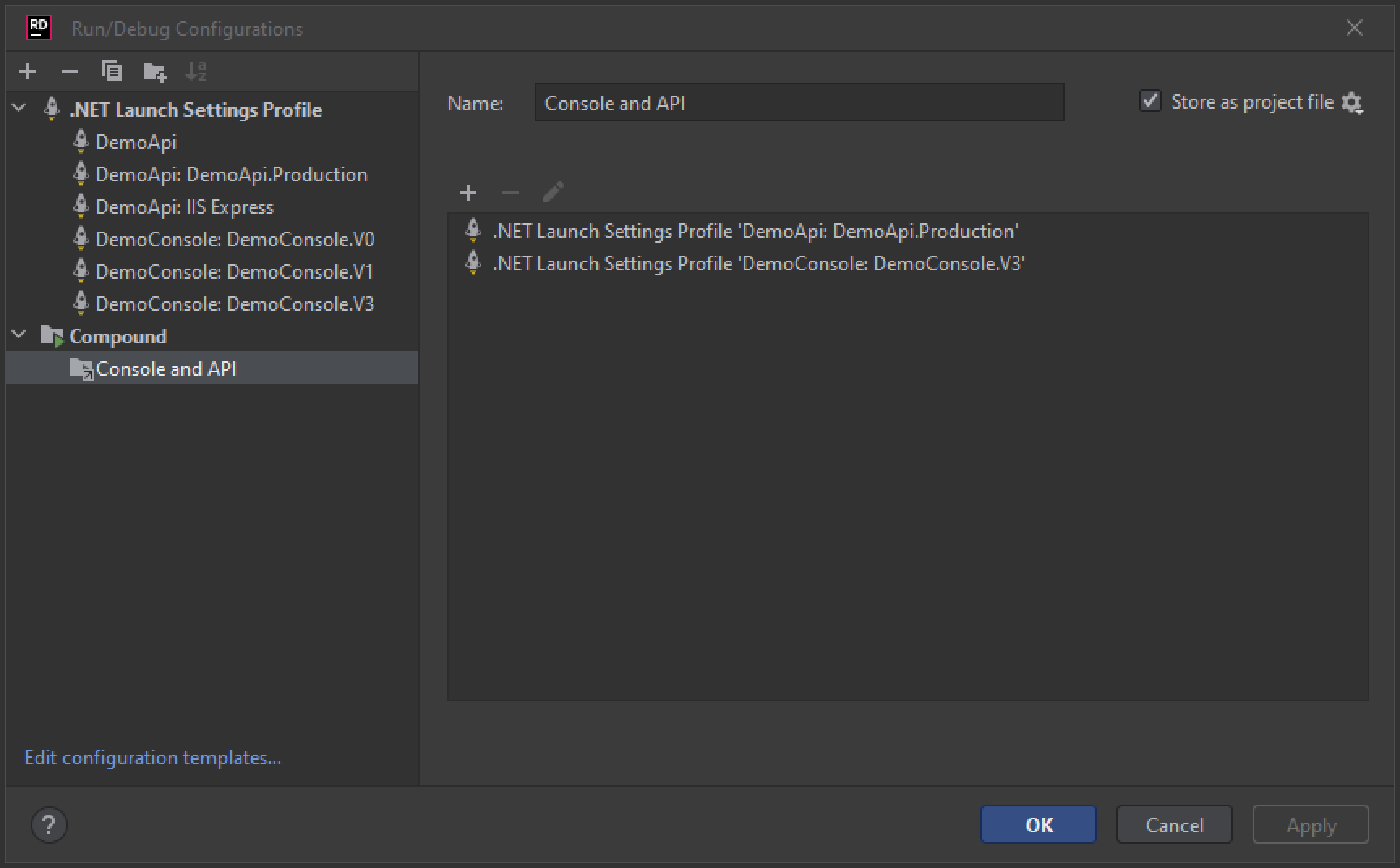 JetBrains Rider - Compound Settings