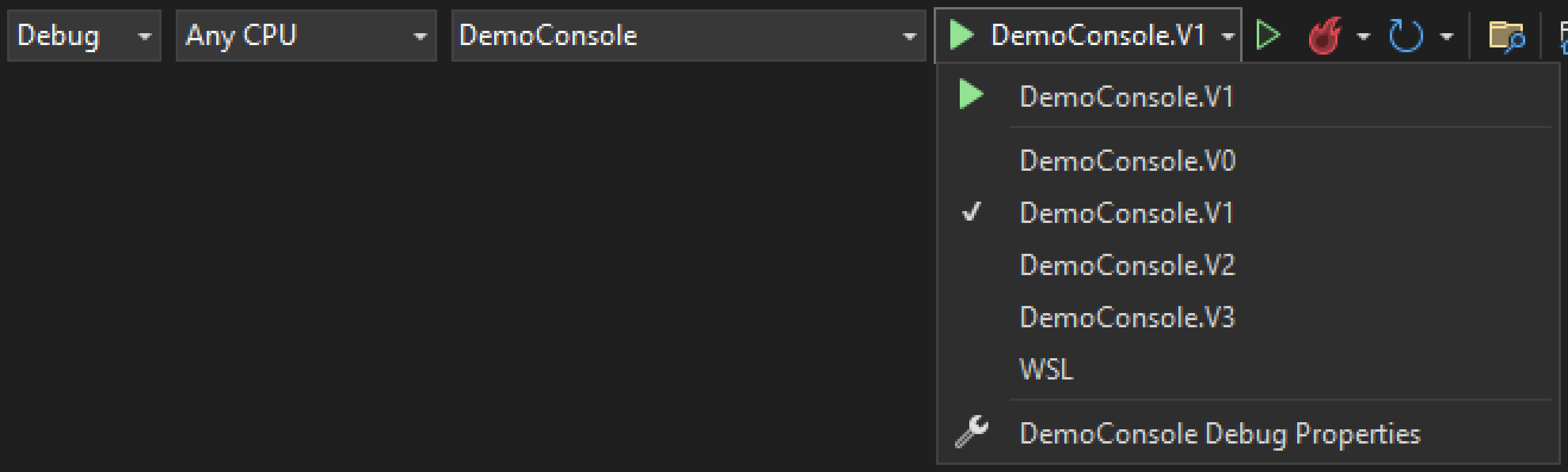 Microsoft Visual Studio - Console Launch Profile